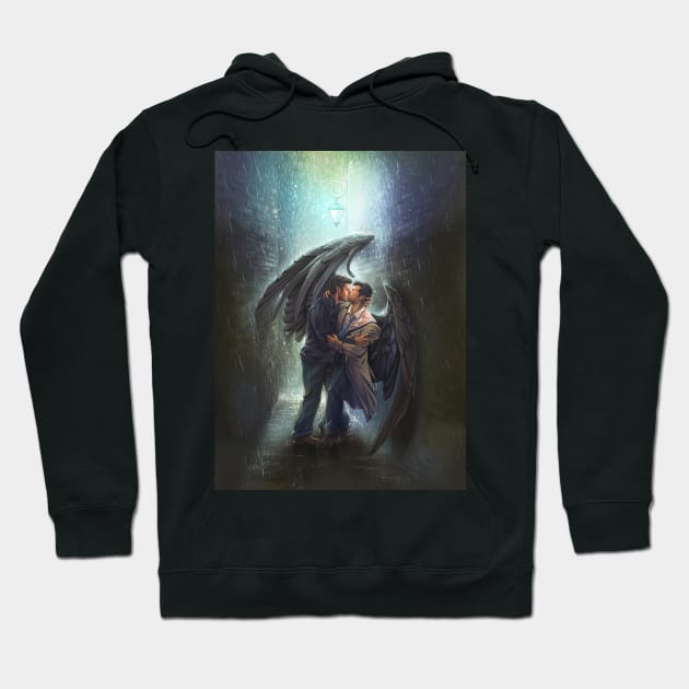 Destiel Kiss in the Rain Hoodie by GioGui